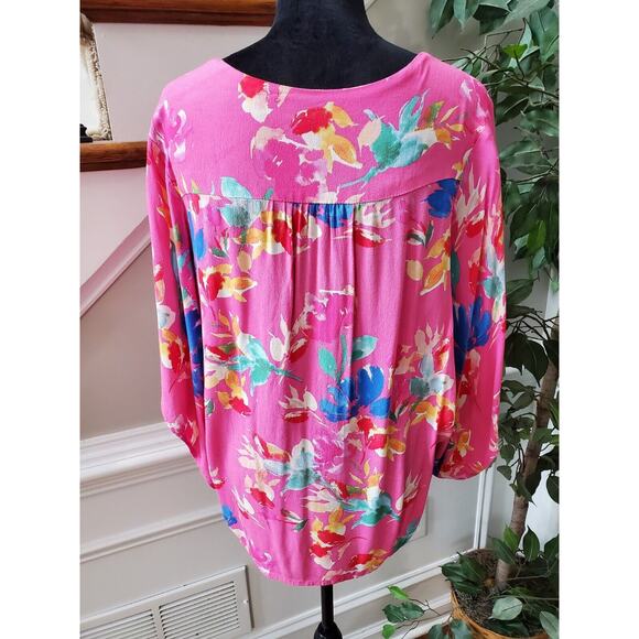 Vici Women Pink 100% Rayon V-Neck 3/4 Sleeve Buttons Front Casual Shirt Size L - Picture 7 of 11